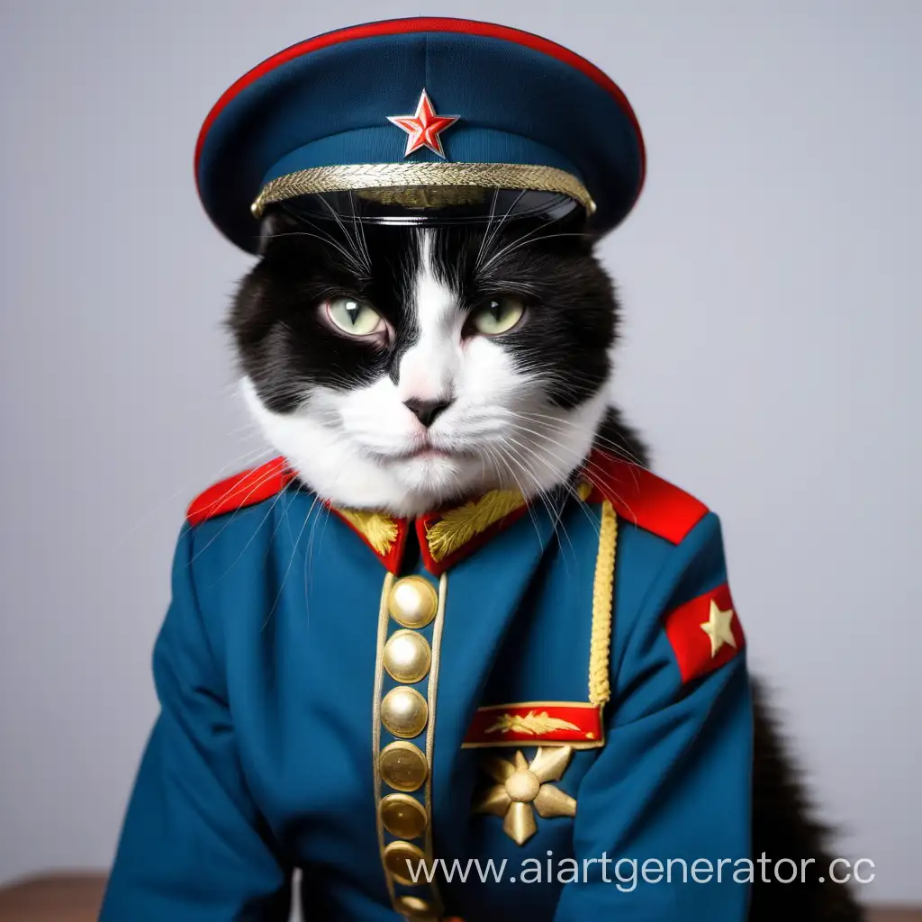 Cat in the uniform of the Russian Army