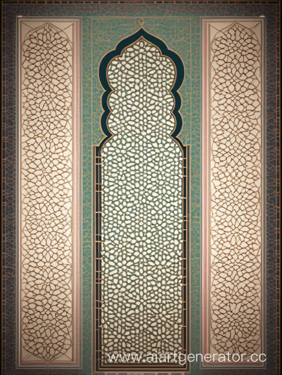 узорчатый пол в исламском стиле вдоль длинного коридора, 2д вид сверху