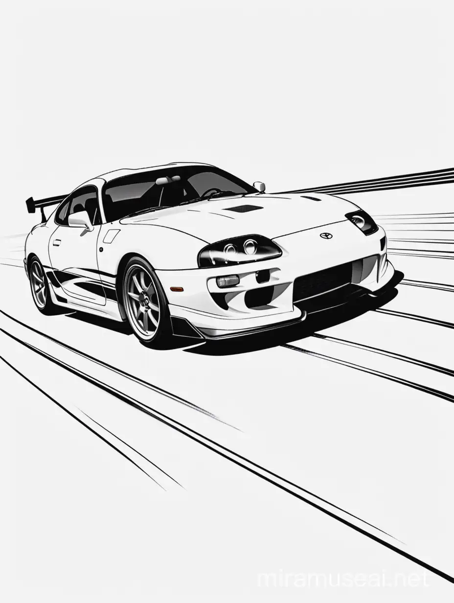 Toyota Supra Sports Car Coloring Page with Bold