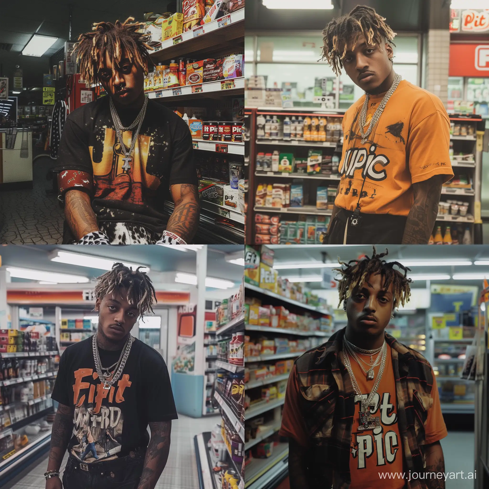 A Instagram “Fit Pic” of Juice WRLD with kodak black,in a Convenience Store.
