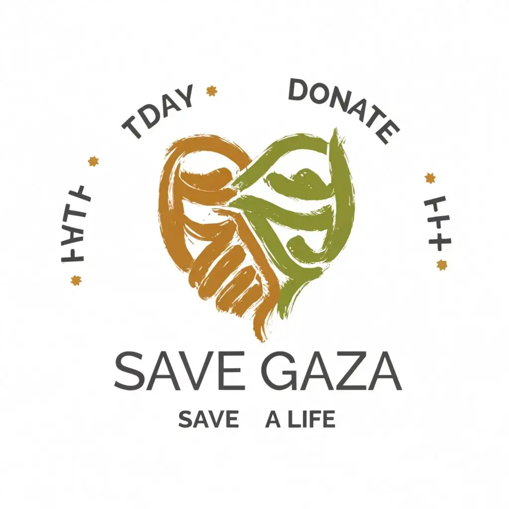 a logo design,with the text 'Save Gaza', main symbol:today donate ... save a life,Moderate,clear background
