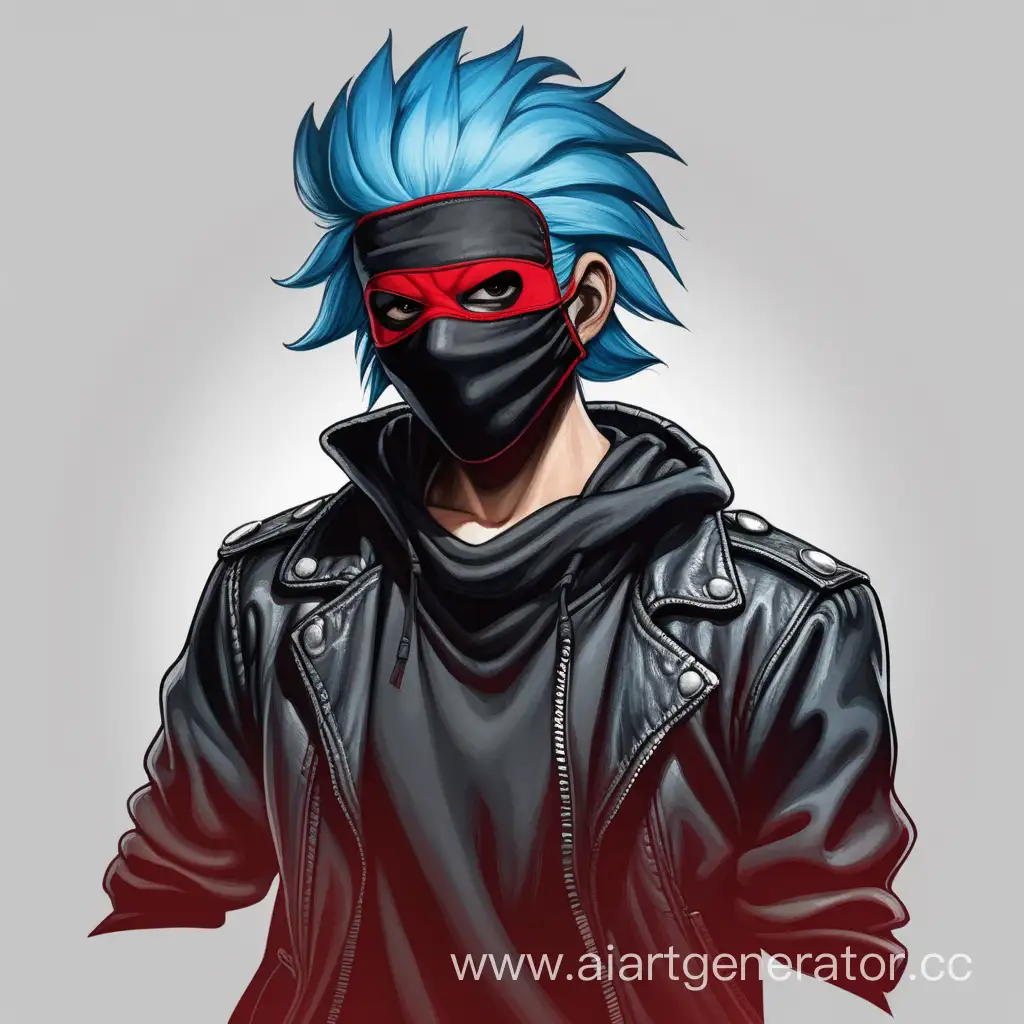 Mystical-BlueHaired-Bandit-in-Iconic-Black-and-Red-Outfit