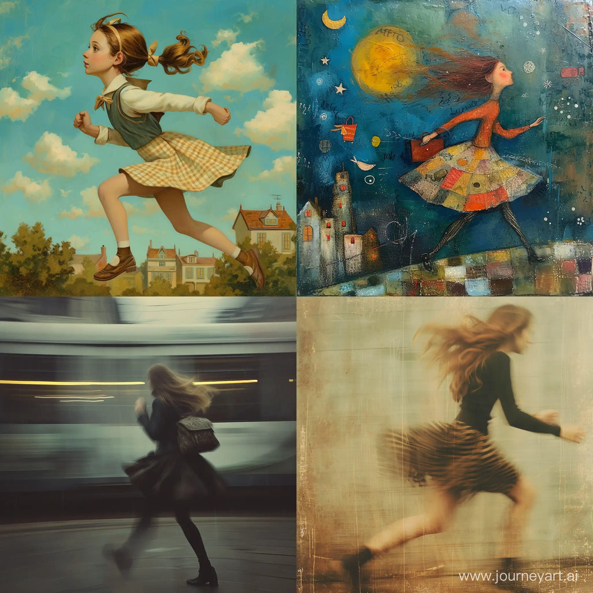 Energetic-Girl-in-a-Rush-Vibrant-Square-Composition