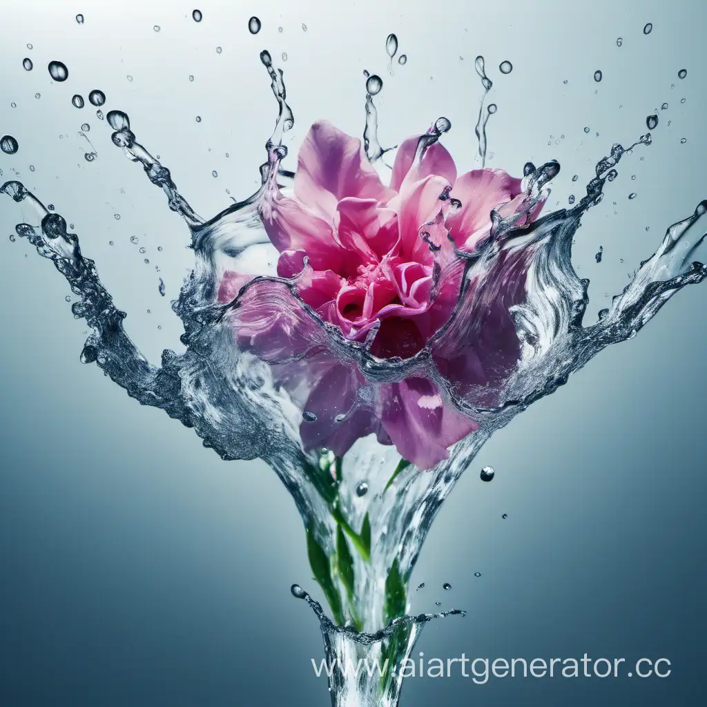 Colorful-Flower-Blooms-Created-from-Water-Splash-and-Wave-Motifs