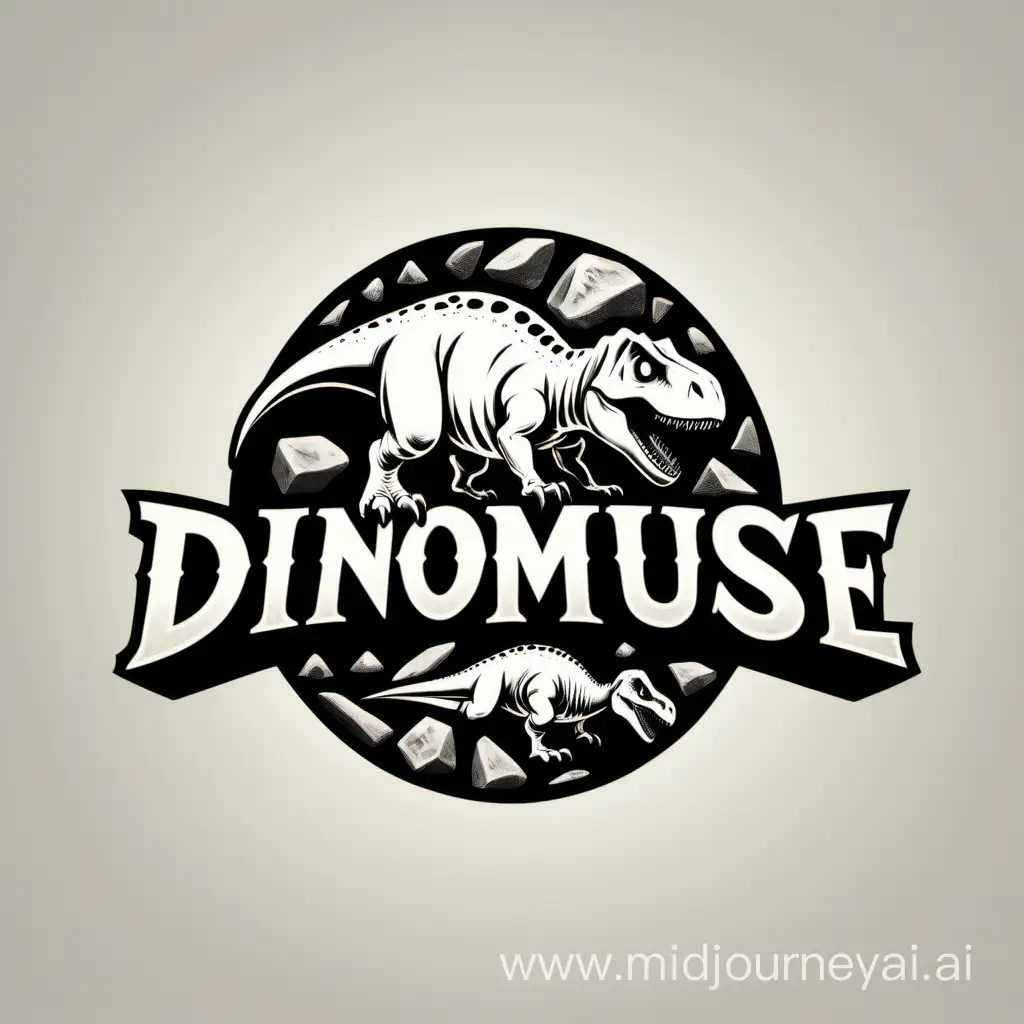 Minimalistic DinoMuse Logo Elegant Black Font with White Dinosaur Bone ...