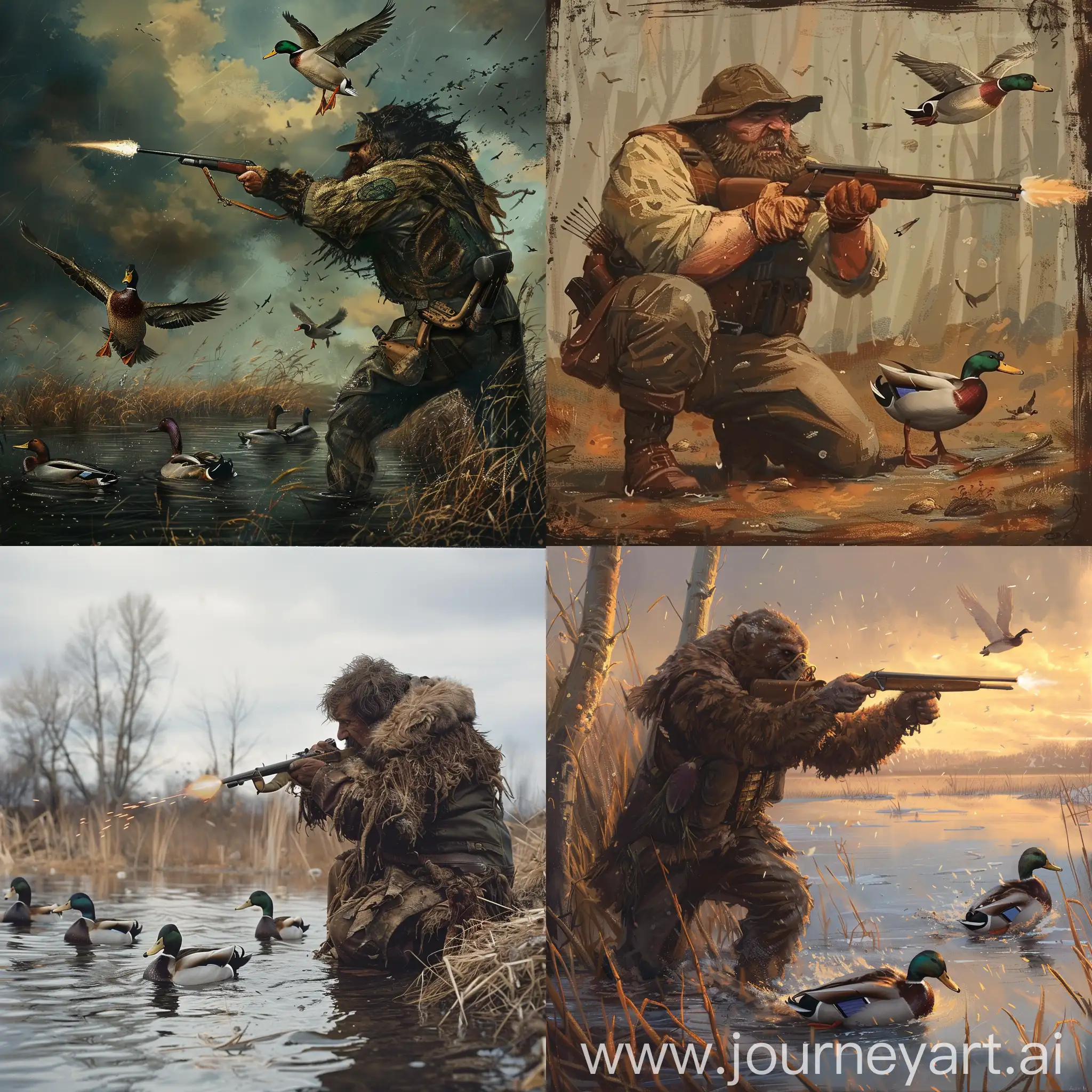 Clumsy-Hunter-Aiming-at-Ducks