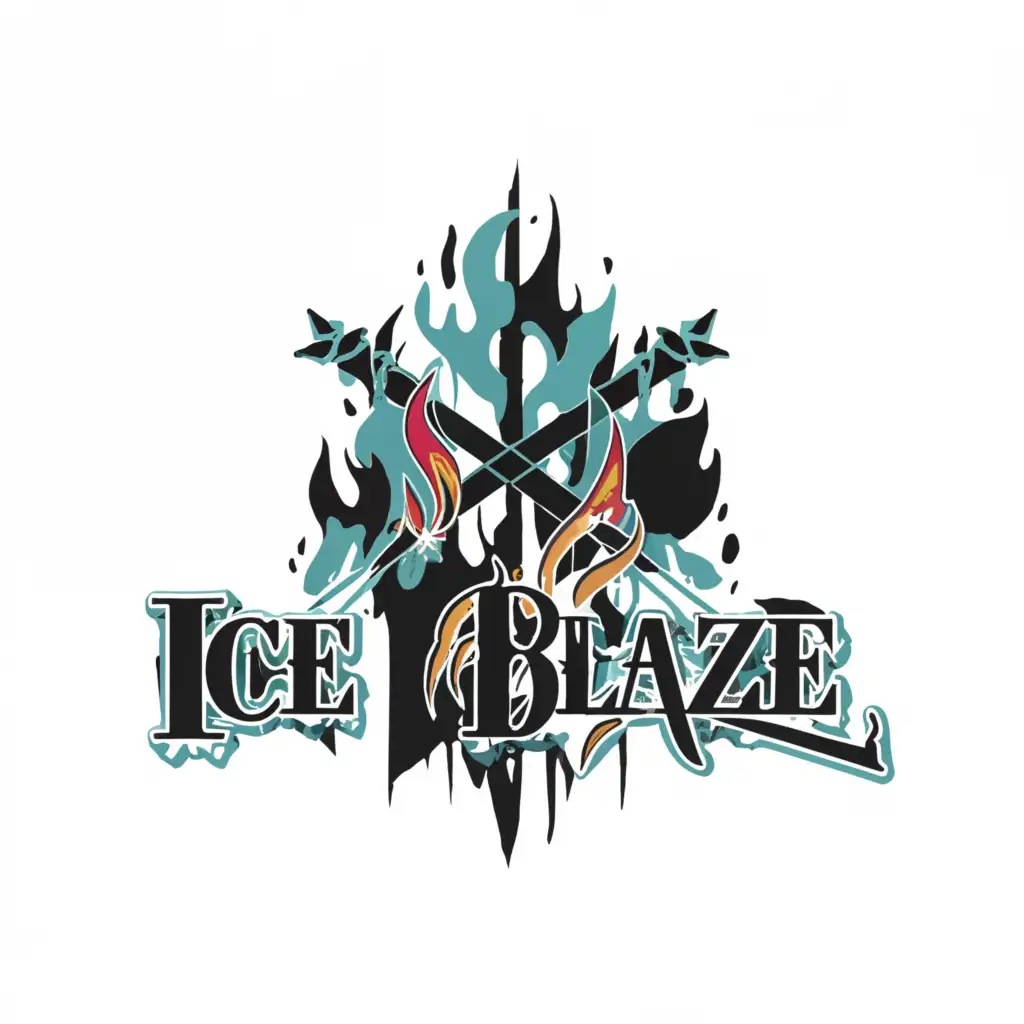 a logo design,with the text 'ice blaze anime', main symbol:ice blaze,demon slayer,Moderate,clear background