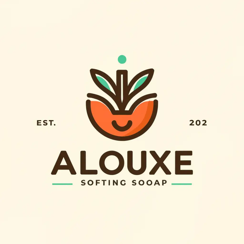 a logo design,with the text "Alouxe", main symbol:Tomato and aloe Vera soap,Moderate,clear background