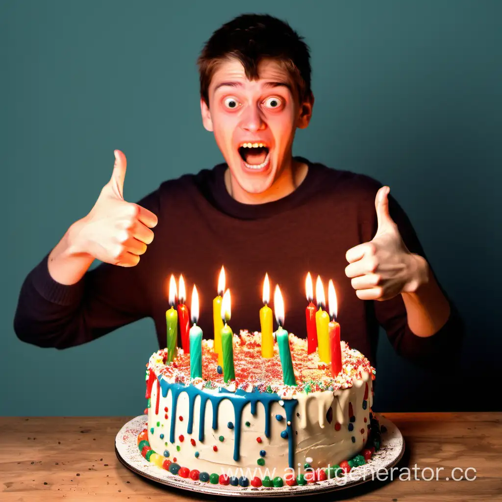 Disappointed-Birthday-Boy-with-Collapsing-Cake-and-Overloaded-Candles