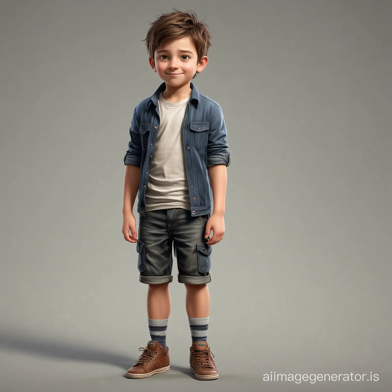 caracature of a boy 10 year full body shot, very cute hyper realistic