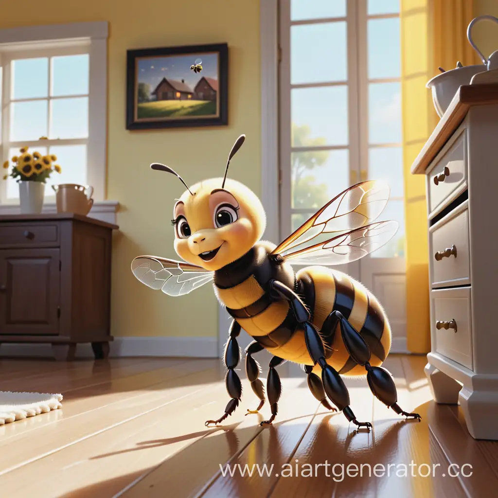 милая пчелка которая не покладая рук трудится по дому, hd
