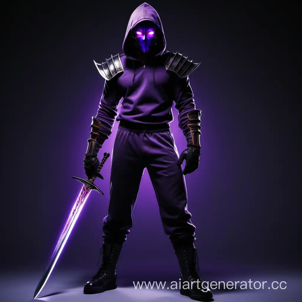Dark-Gray-Sports-Hoodie-with-Metallic-Masked-Swordsman-Holding-Katana