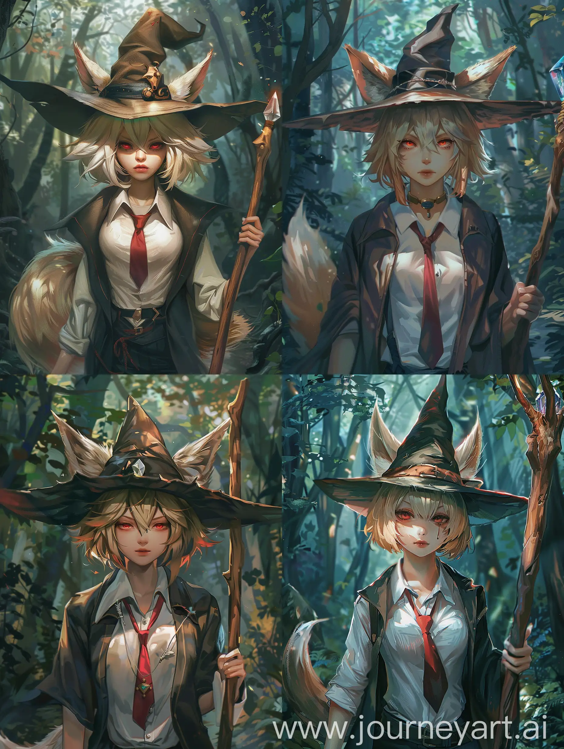 Blonde-Kitsune-Wizard-Roaming-Dark-Forest-with-Crystal-Staff