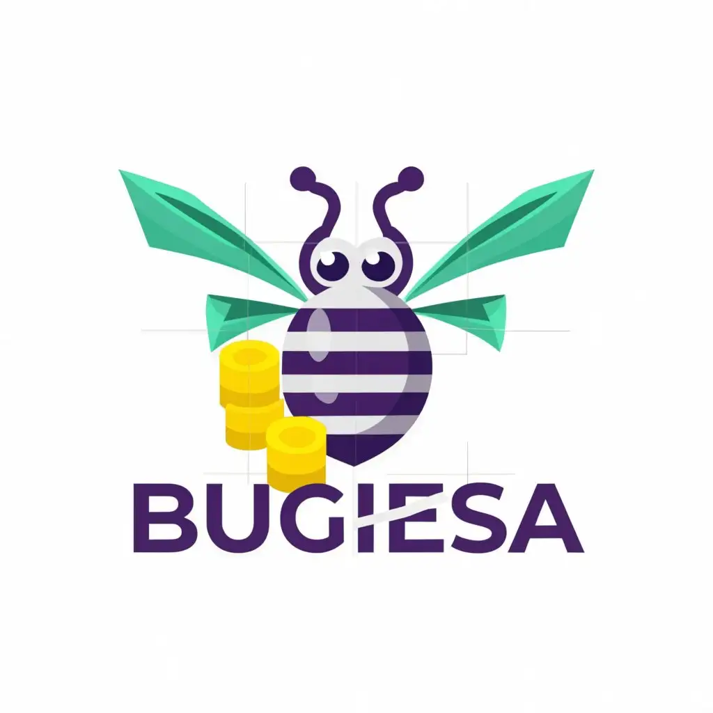 a logo design,with the text "BUgPesa", main symbol:Bugs and Money,Moderate,be used in Technology industry,clear background
