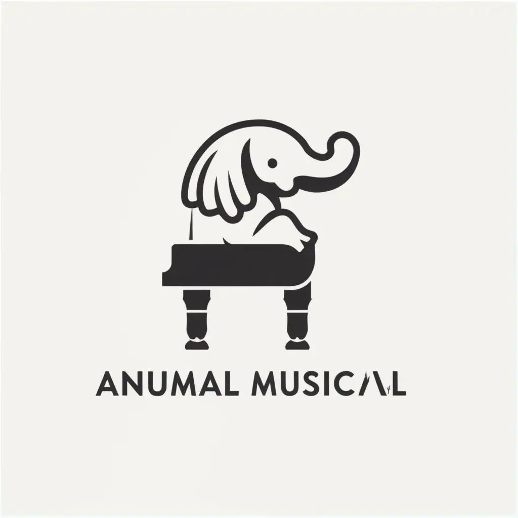 a logo design,with the text "Animal musical", main symbol:elephant classical pianist,Minimalistic,be used in Events industry,clear background