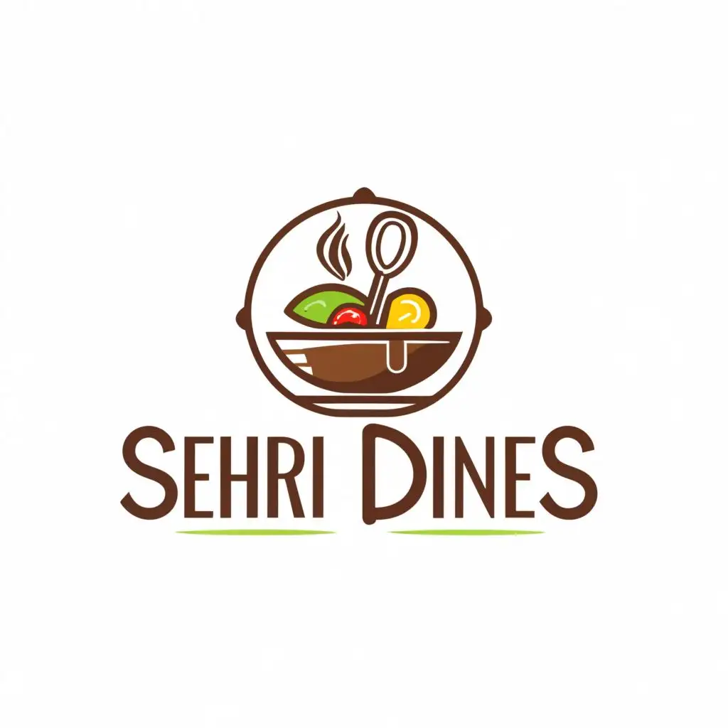 a logo design,with the text "SEHRI DINES", main symbol:FOOD, SNACKS,Moderate,be used in Restaurant industry,clear background