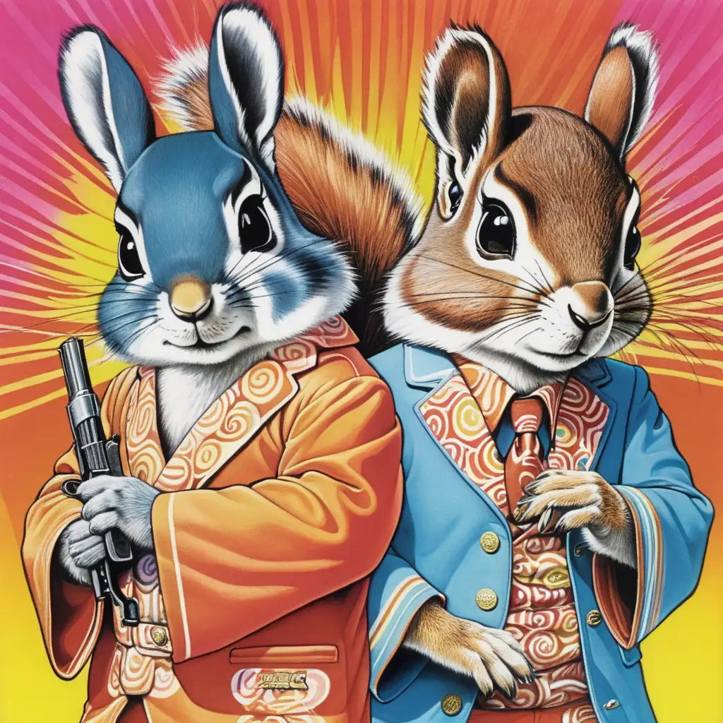 Nihon Ten and Squirrel Partners in Crime 70s Trippy Spirit Animals