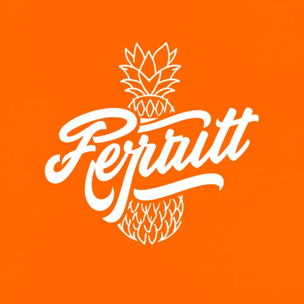logo, Fruits, apple, pineapple, orange etc, with the text "Febfruit", typography
