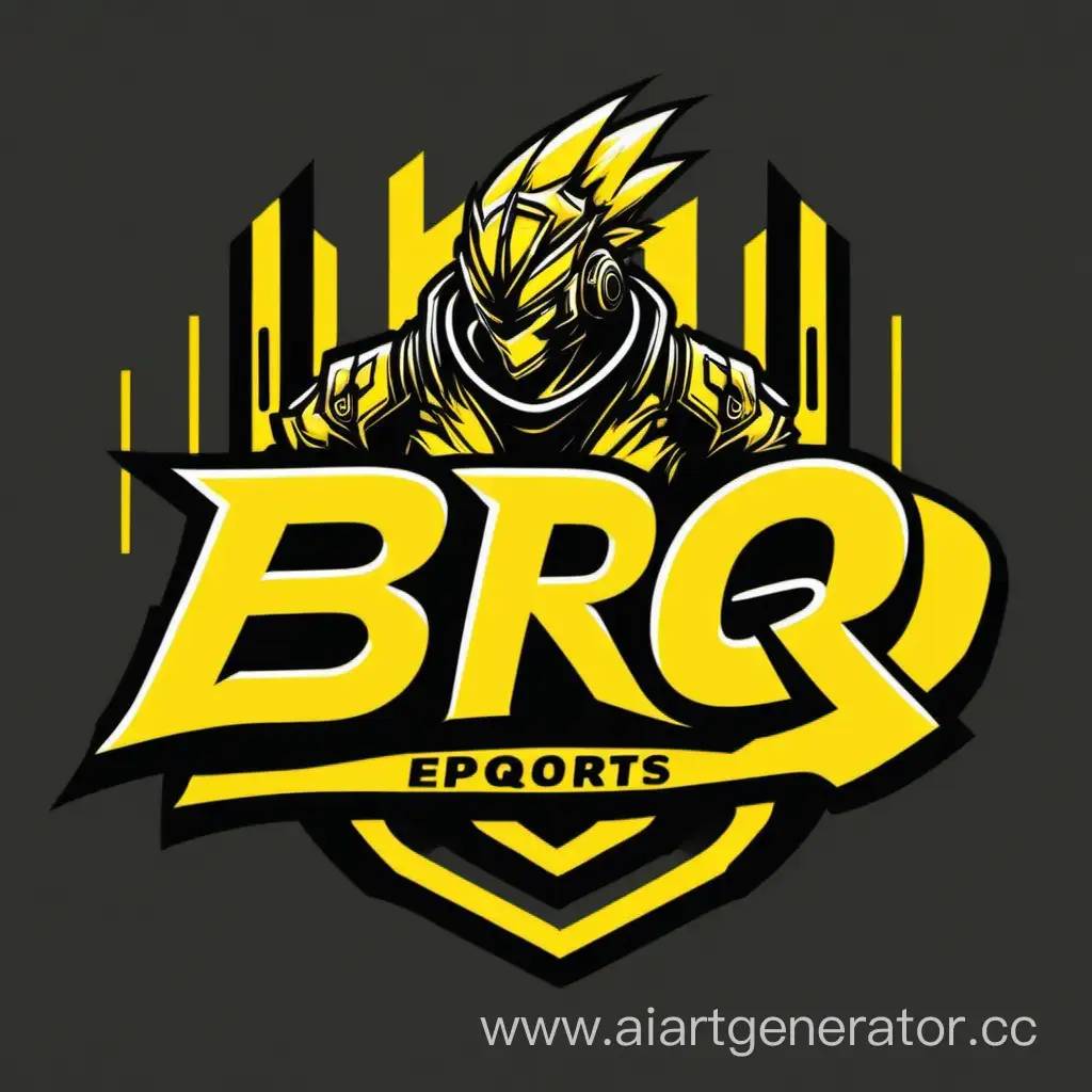 Отчётливый текст: BRQ Esports, желтый фон, киберспорт