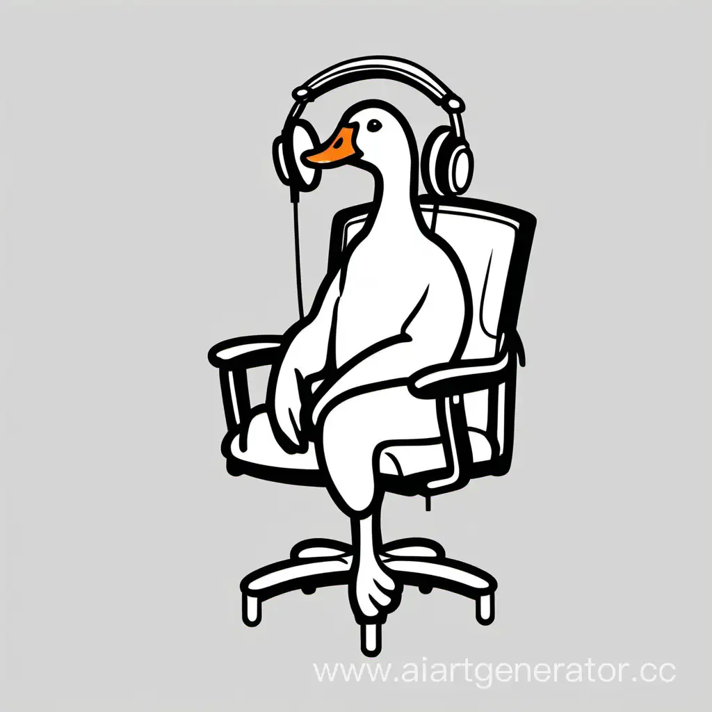 Monochrome-GooseHugger-with-Headphones-Sitting-on-Chair