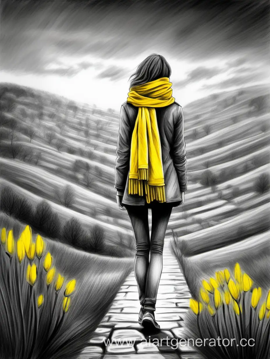 Emotional-Portrait-Solitude-in-Spring-Captured-with-Pencil-Art