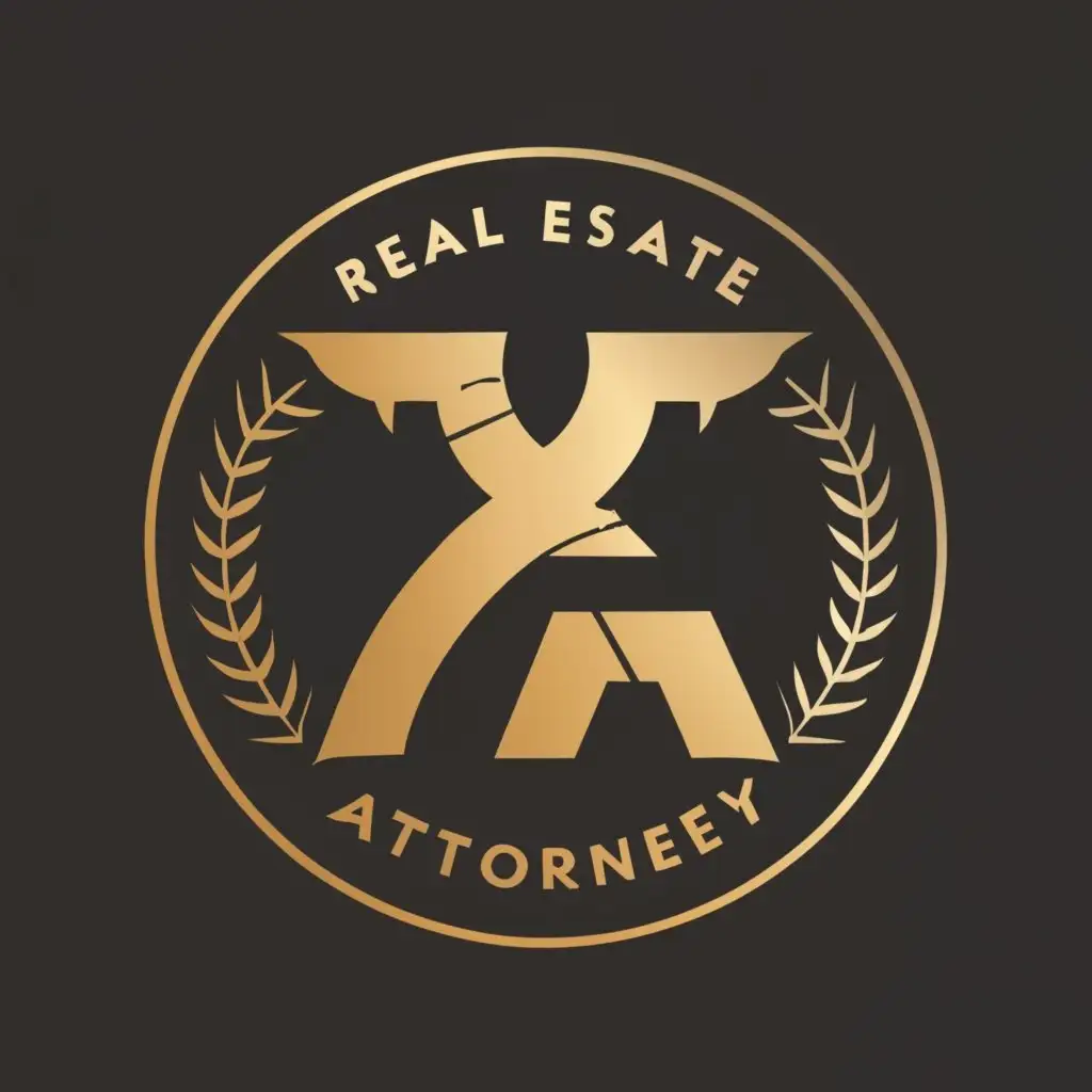 logo, INITIALS OF X AND A IN A SHIELD
A BACKGROUND OF BLACK MARBLE WITH GOLD, with the text "REAL ESTATE ATTORNEY", typography, be used in Legal industry