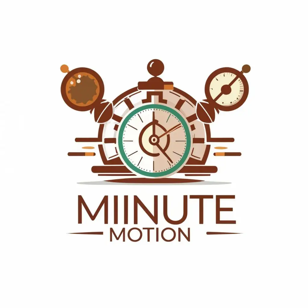 logo, clock ,sundial, hourglass, with the text "minute motion", typography, be used in Entertainment industry