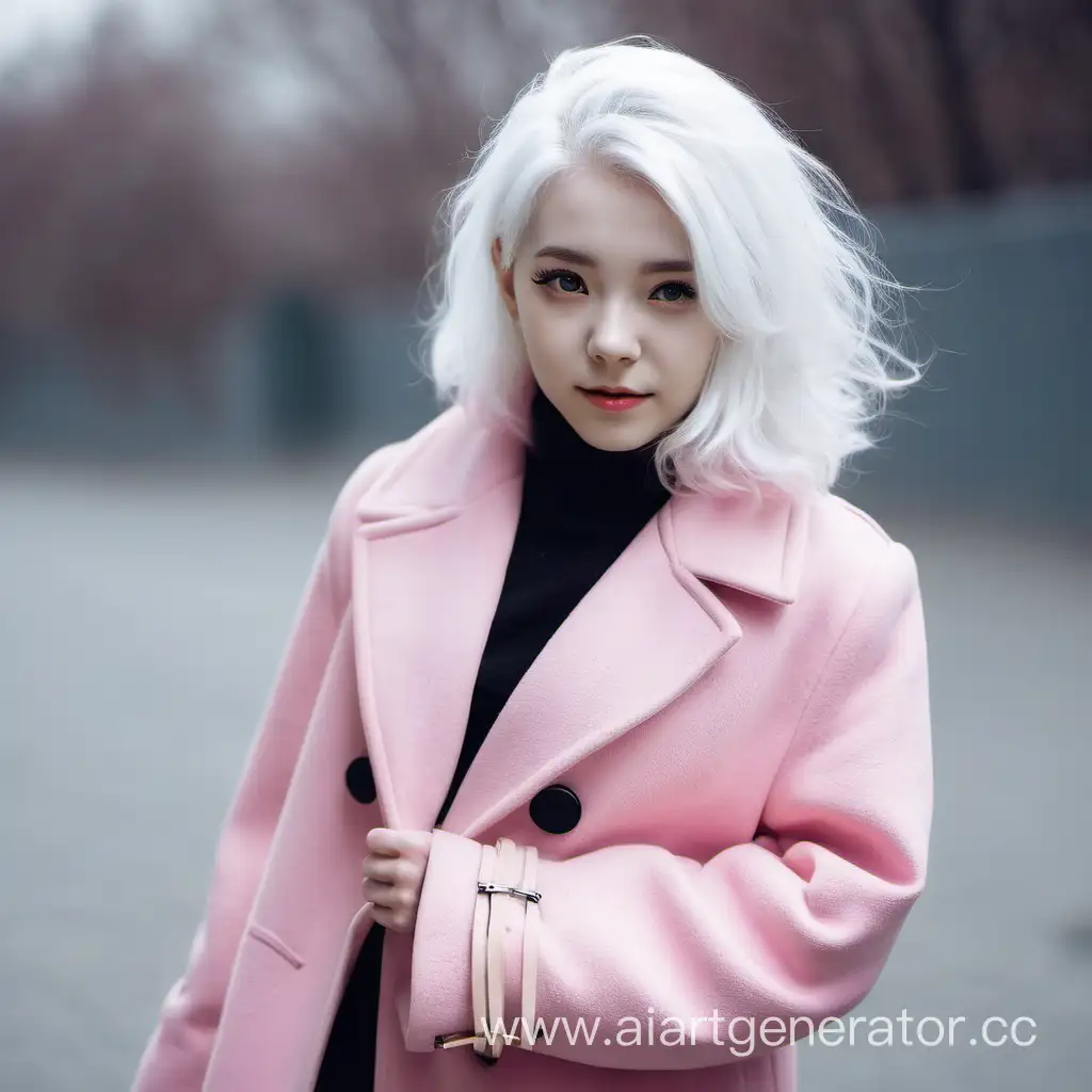 Adorable-Girl-in-Pink-Coat-with-White-Hair