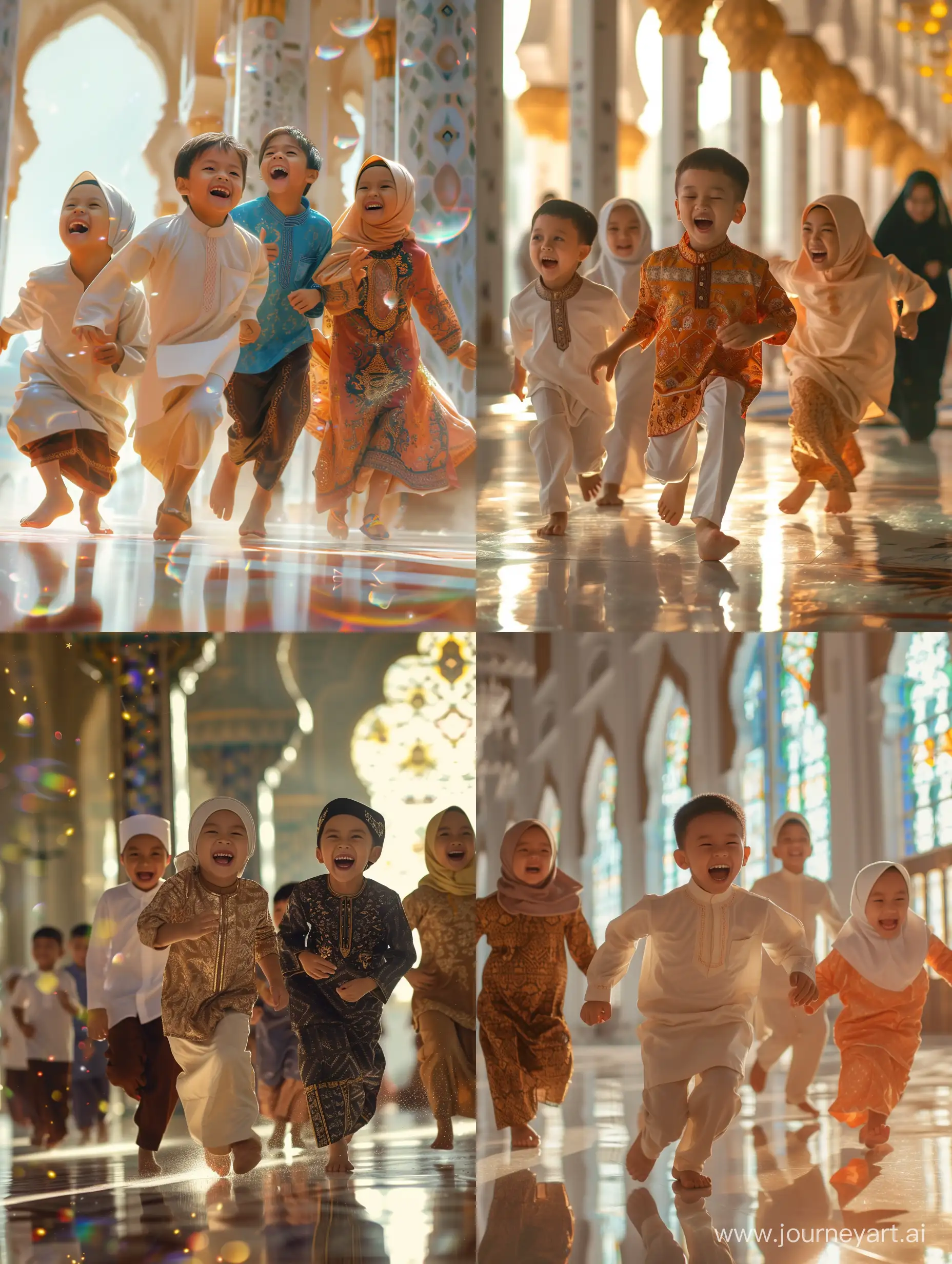 Joyful-Malay-Children-in-Traditional-Attire-Running-Inside-Mosque