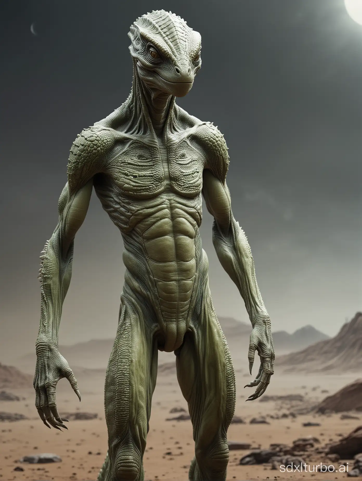 A reptilian alien standing