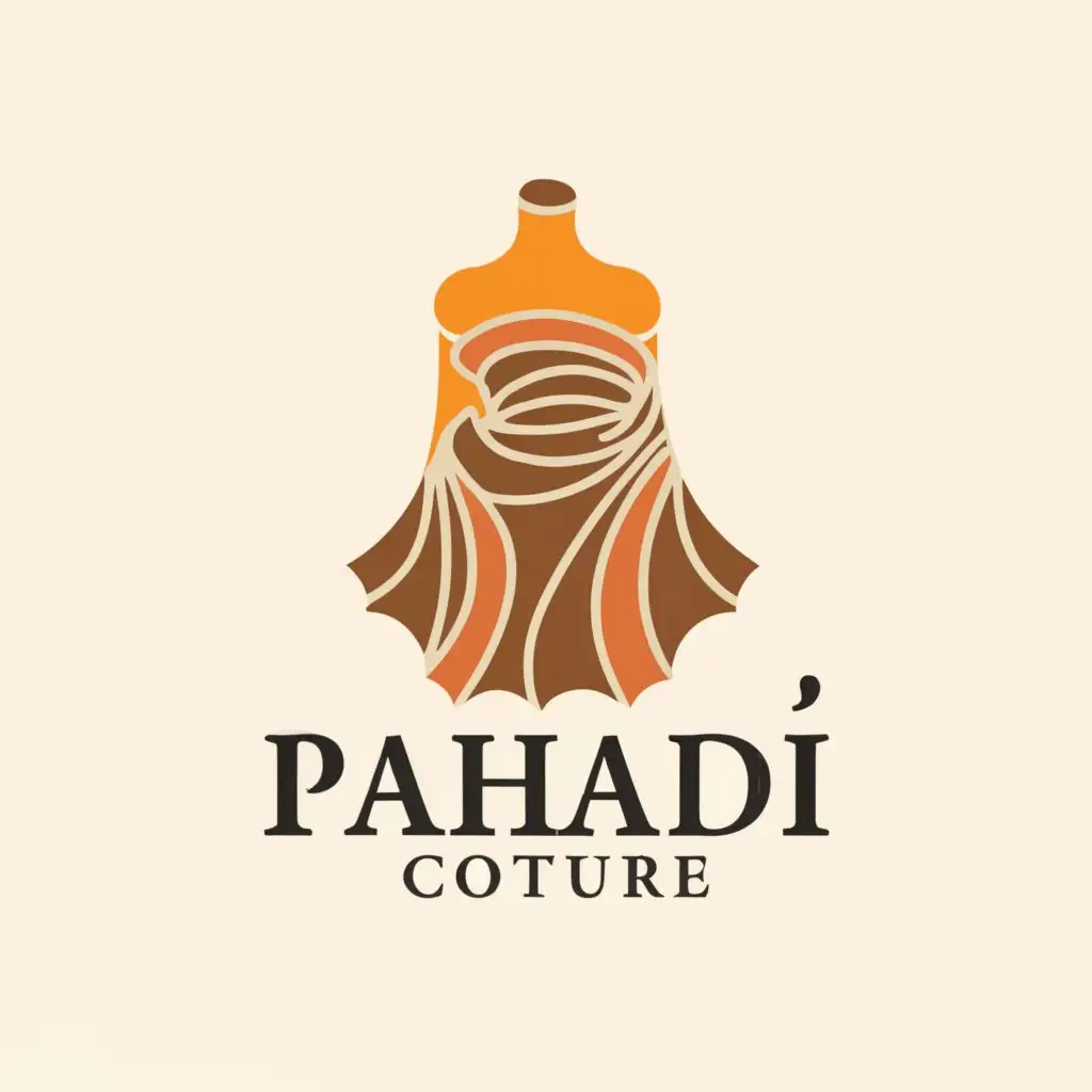 a logo design,with the text "Pahadi couture", main symbol:saree,Moderate,be used in Retail industry,clear background