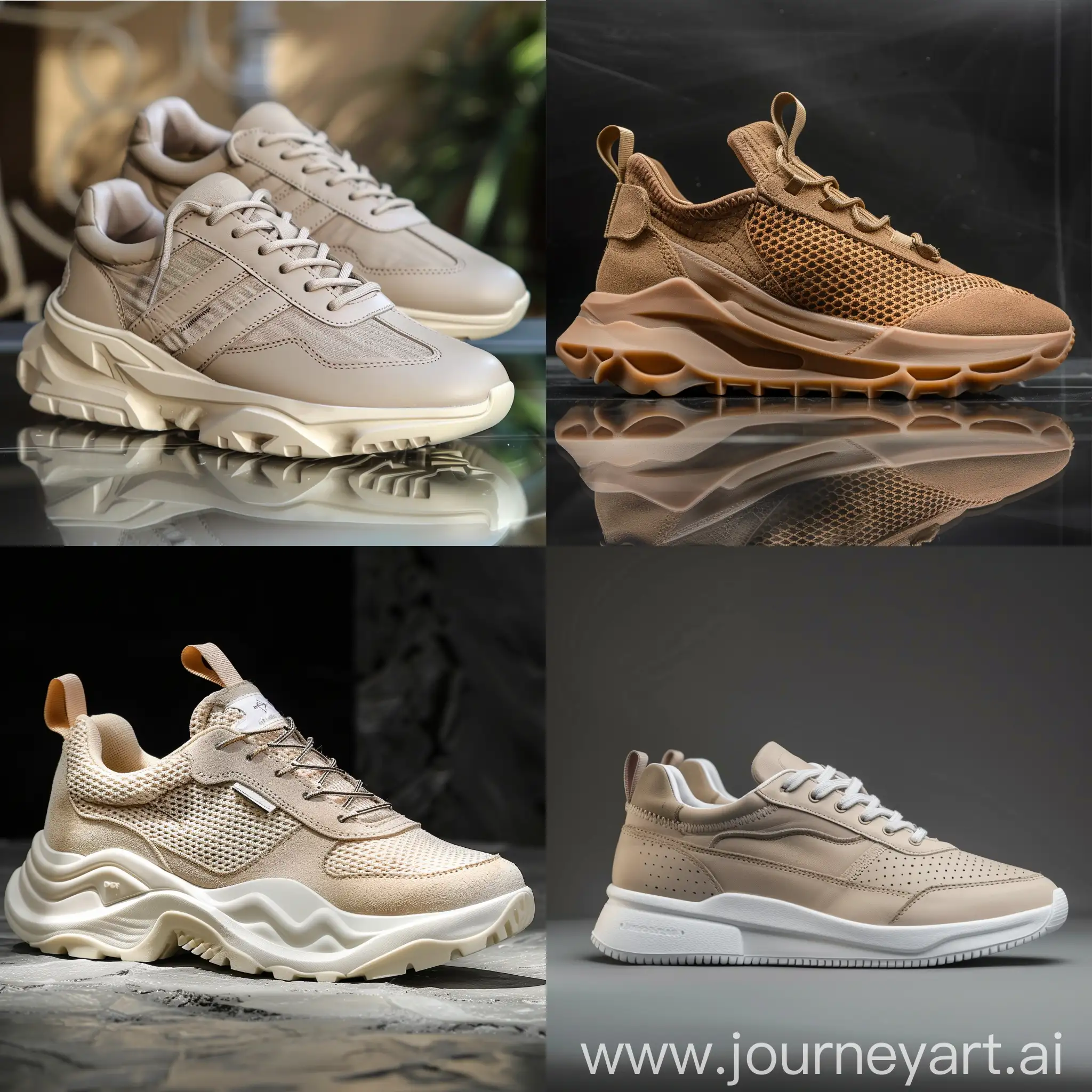 Stylish-Ergonomic-SandyColored-Sneakers-on-Vibrant-Background