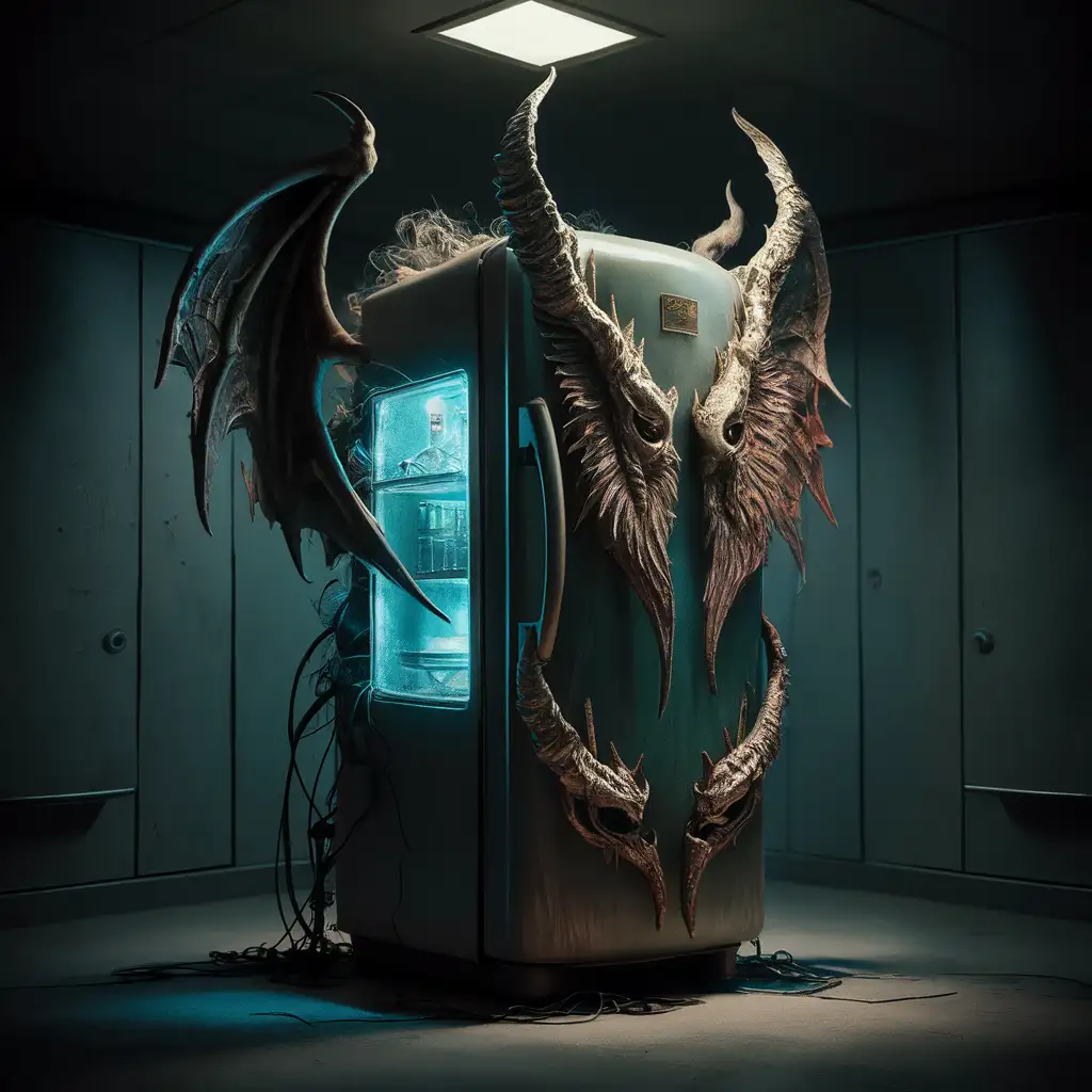 Refrigerator with demon wings
