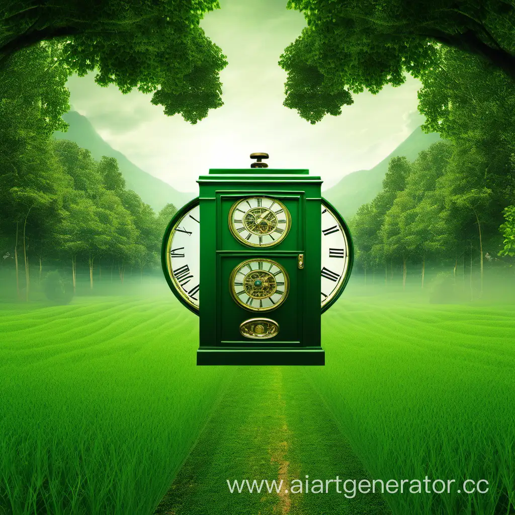 Time-Machine-Surrounded-by-Lush-Green-Fields-and-Forest