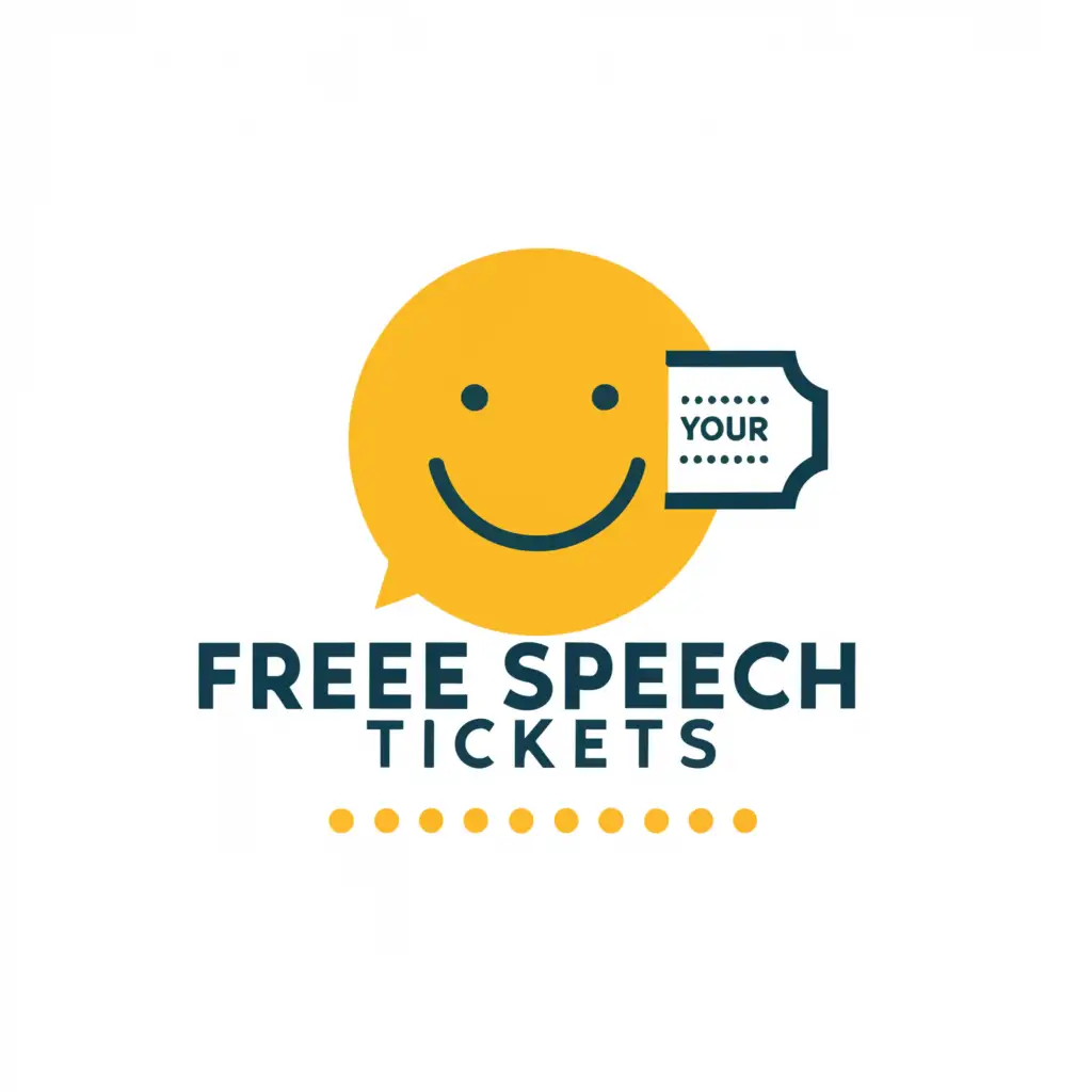 a logo design,with the text "free speech tickets", main symbol:smiley,Moderate,be used in Events industry,clear background