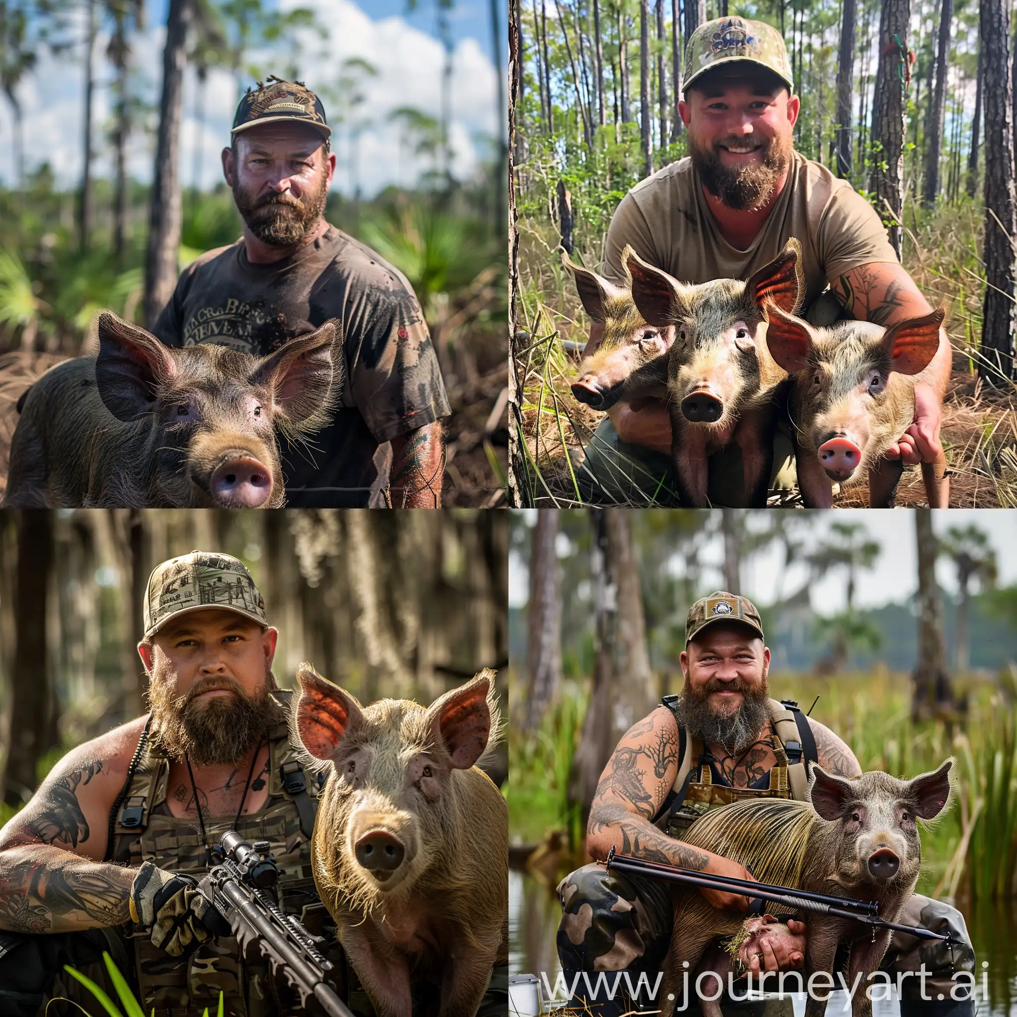 Florida-Redneck-Hog-Hunter-with-Shotgun-in-Swamp