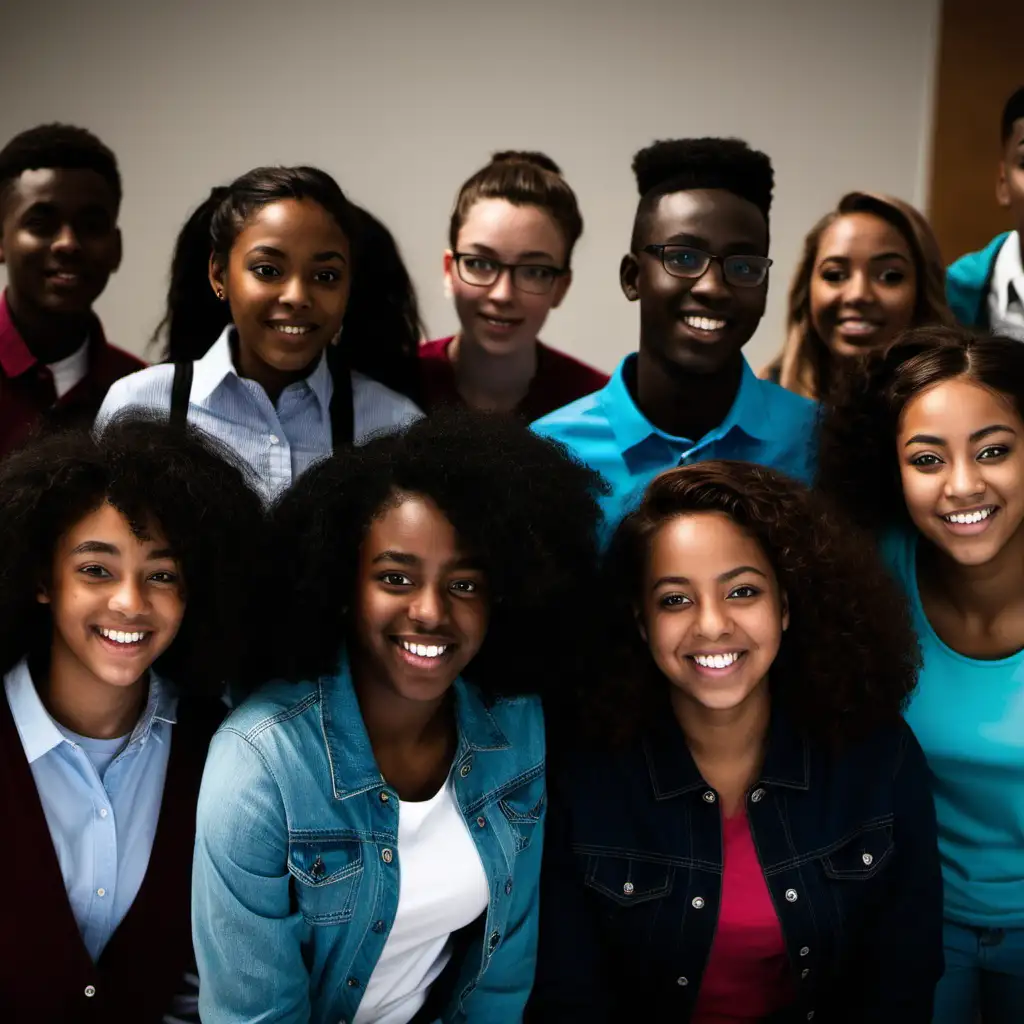 Diverse Group of Black Students Engaged in Academic Discussion