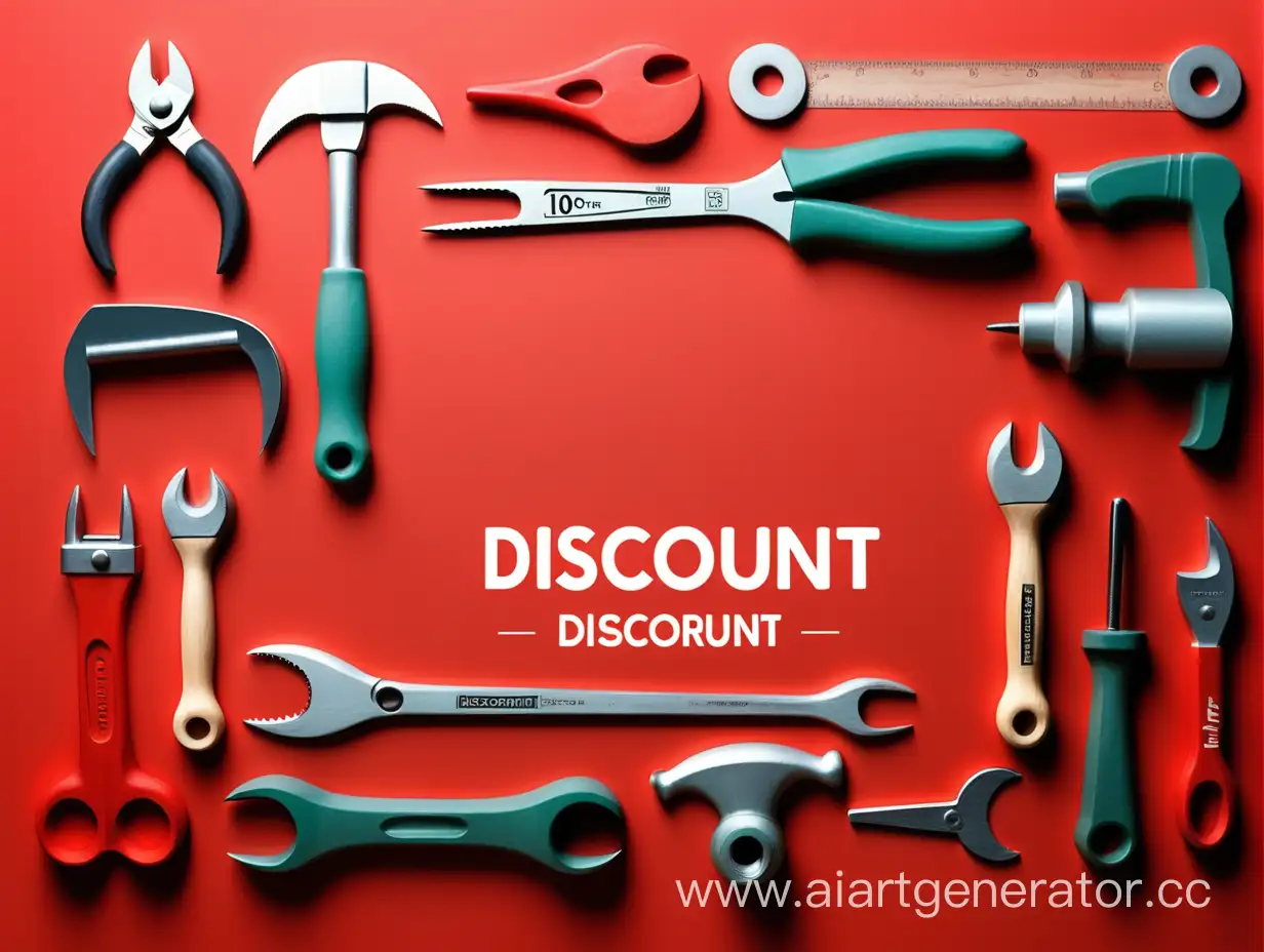 Vibrant-Red-Background-with-10-Discount-Tools-Displayed