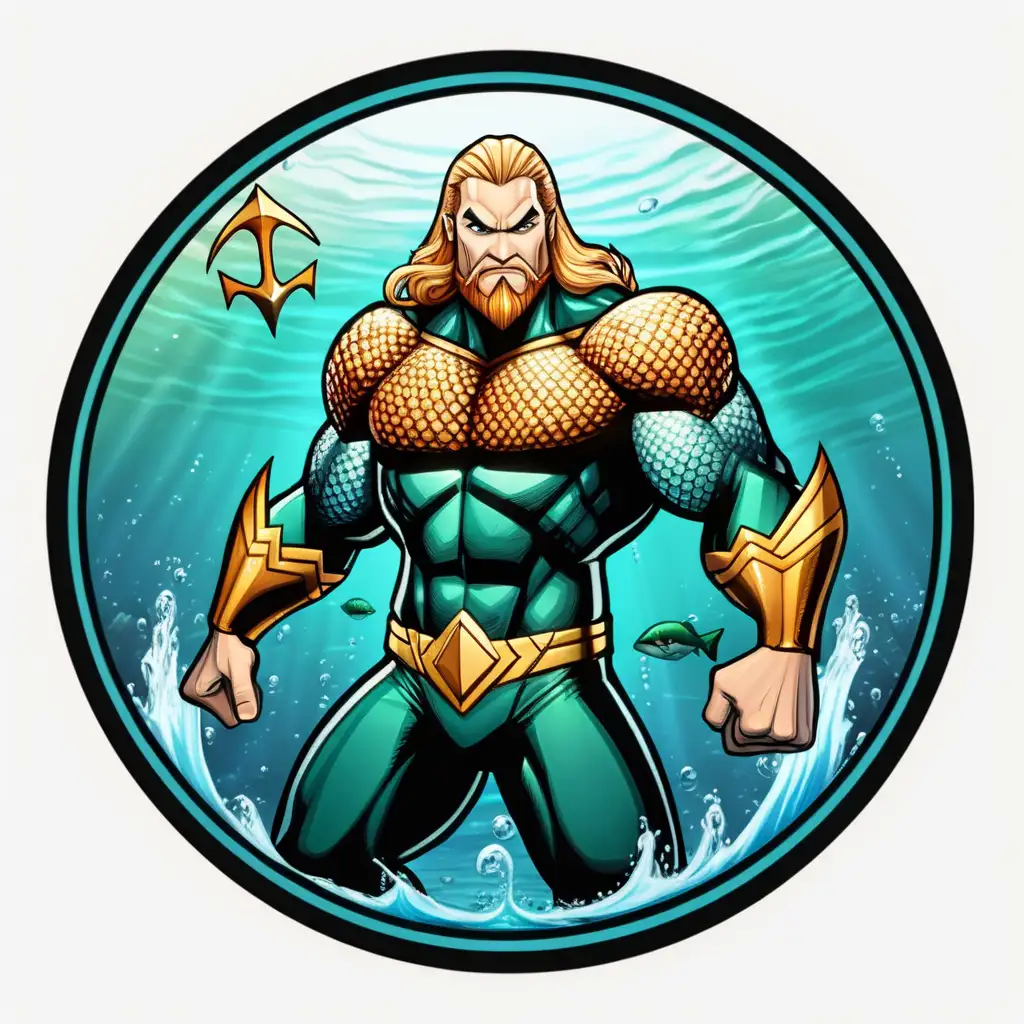 cartoon evil aquaman in a circle icon