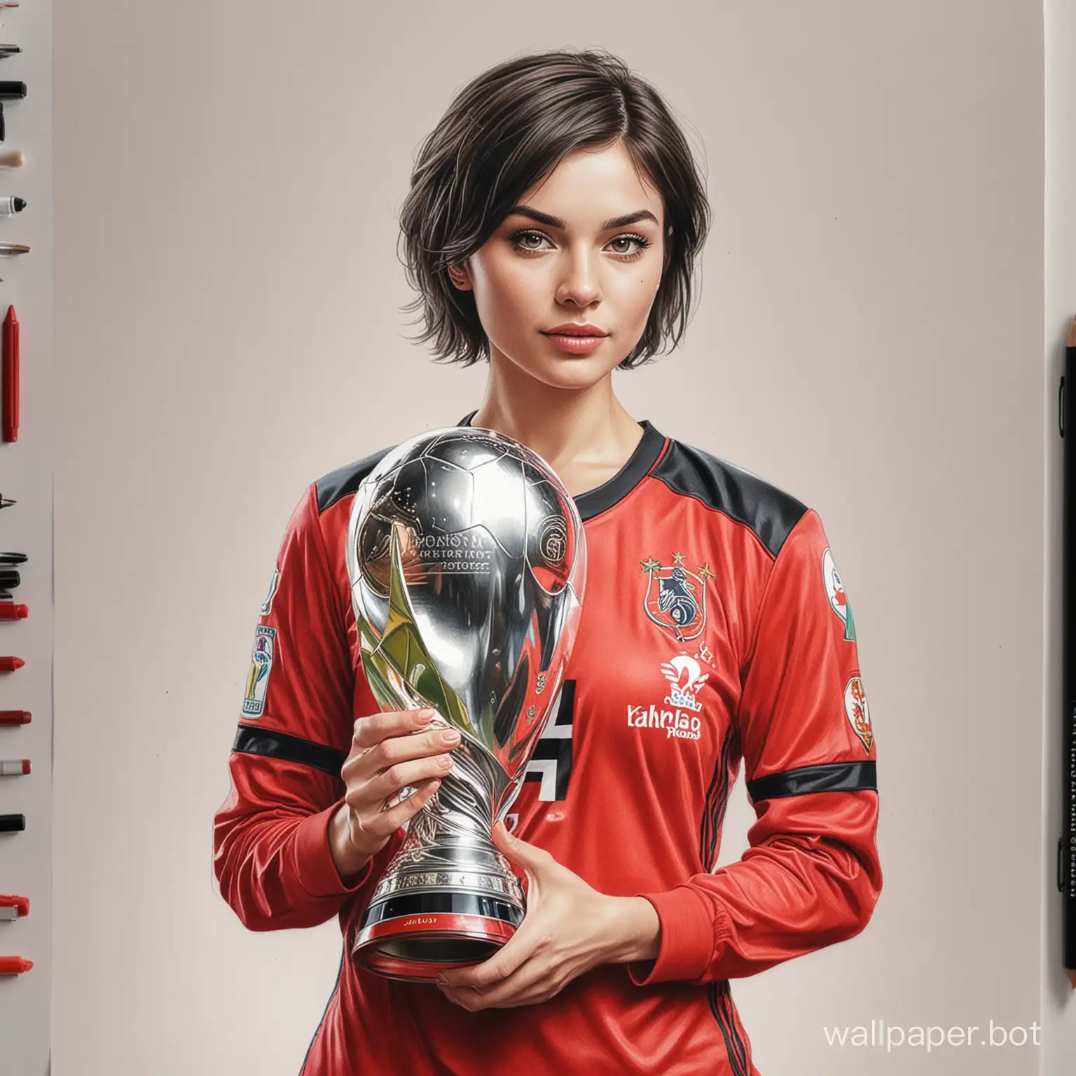 Realistic-Drawing-of-Alina-Lanina-Celebrating-Champions-League-Victory-in-Red-and-Black-Football-Uniform