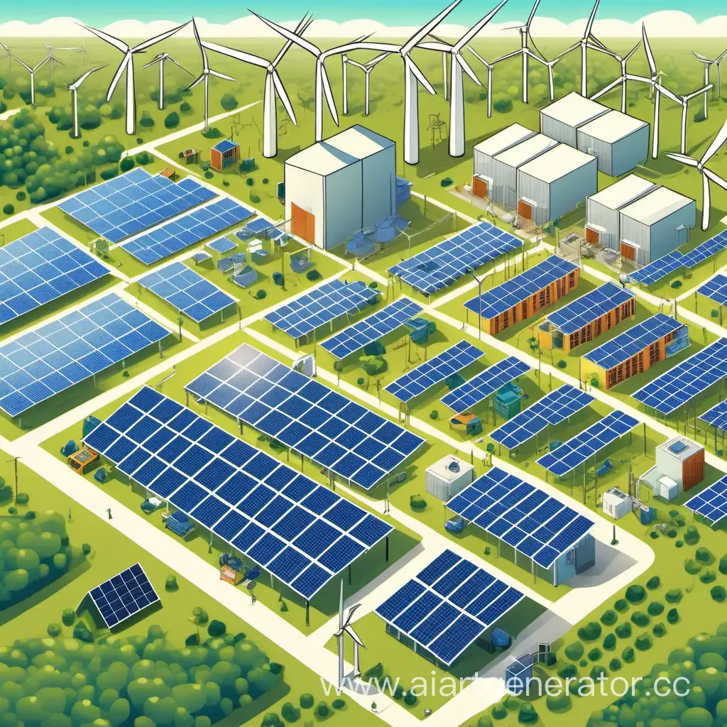 Cartoon-Microgrid-with-Solar-Panels-Wind-Turbines-and-EcoFriendly-Community
