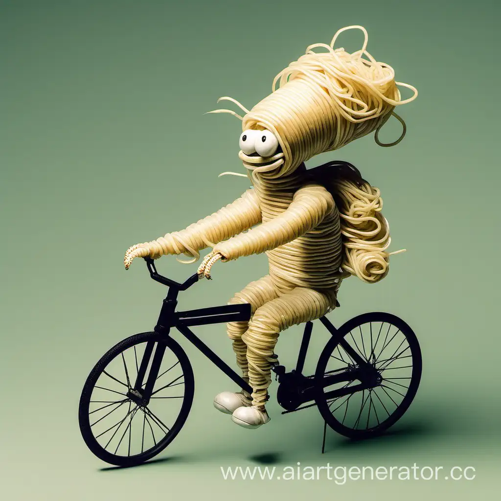 Noodle-Man-Riding-Bicycle-through-Urban-Streets