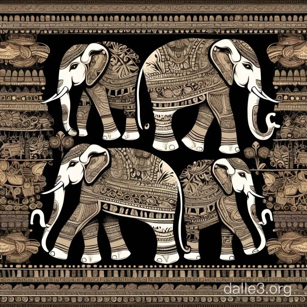 Background image  on the theme of elephant handicrafts