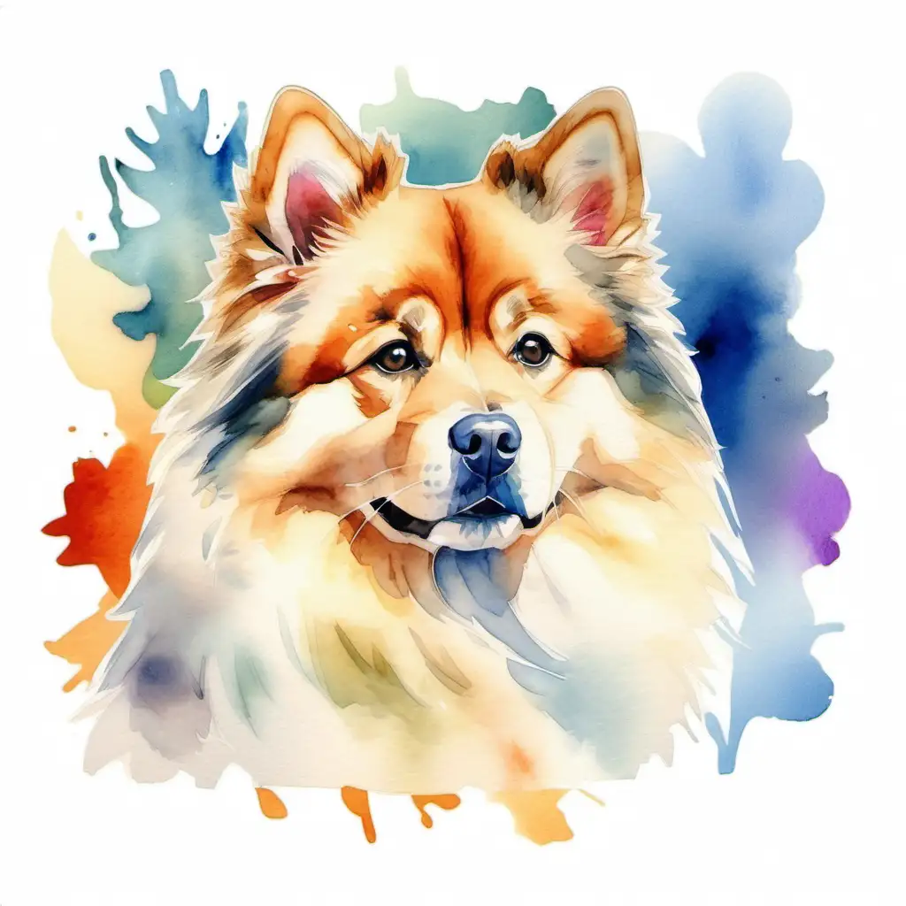 Charming Finnish Lapphund in Vibrant Watercolor Setting
