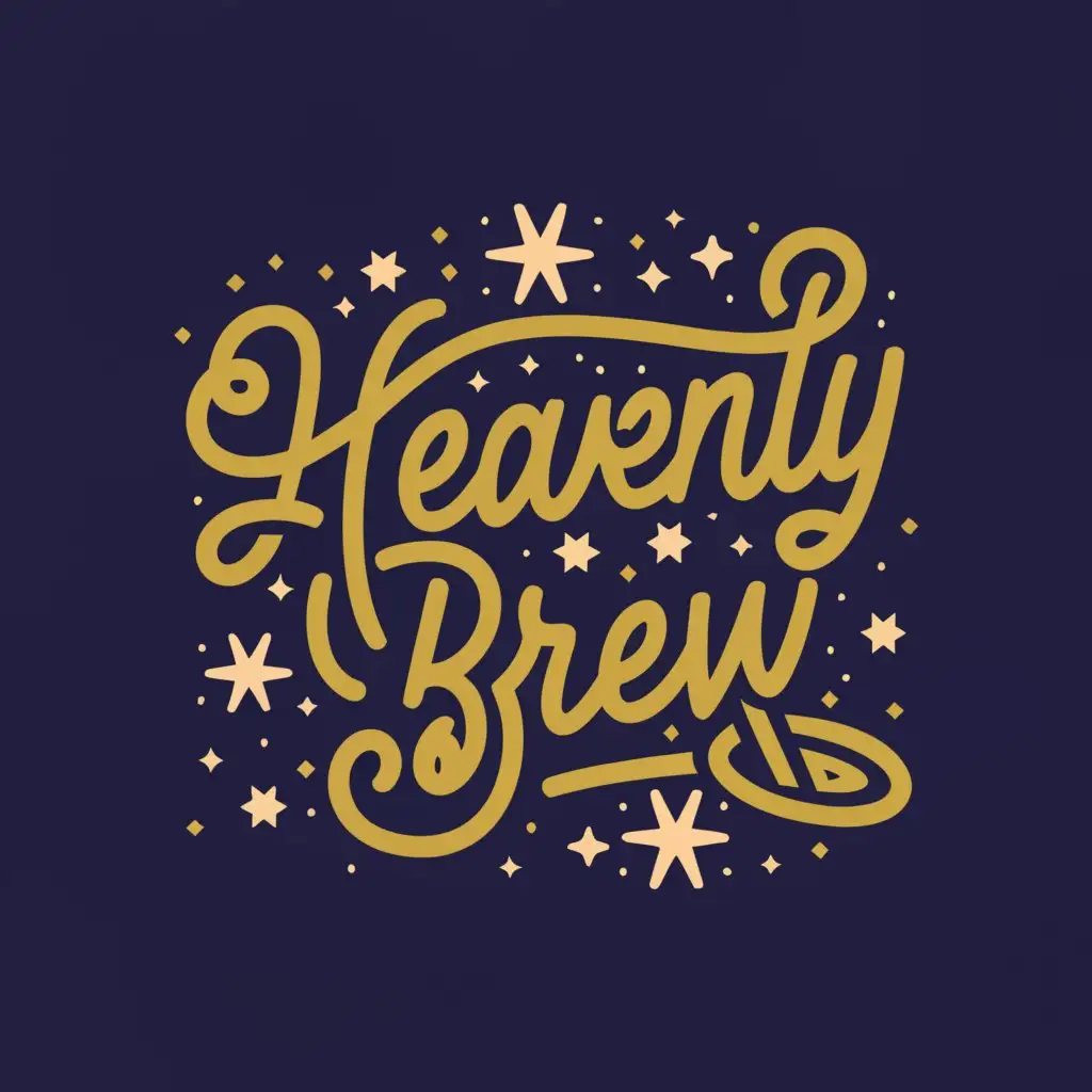 a logo design,with the text "Heavenly brew ", main symbol:Cursive Heavenly brew bright colors ,Minimalistic,clear background