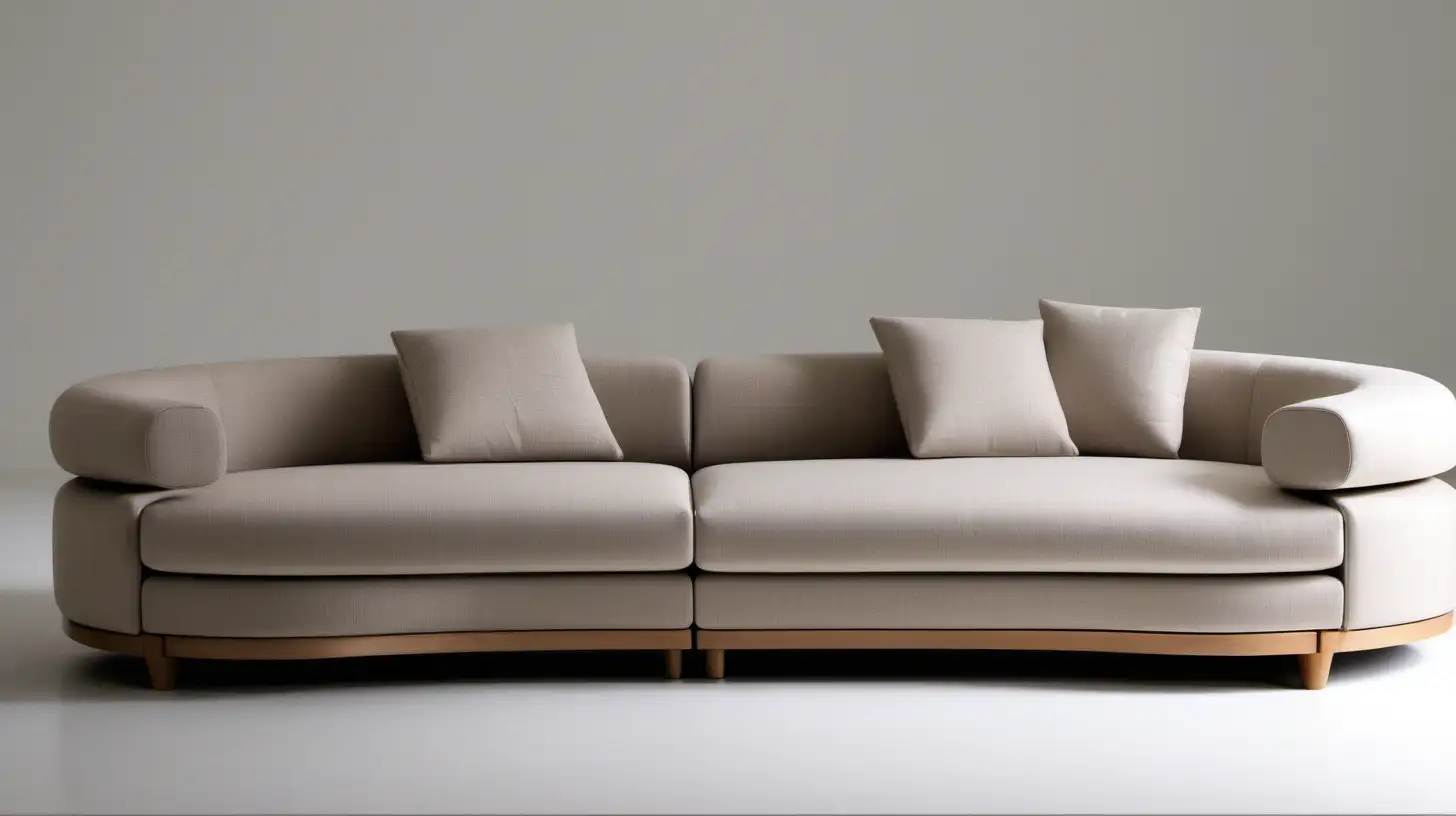 Modern Minimalist 3Seat Fabric Sofa with Small Wooden Detail