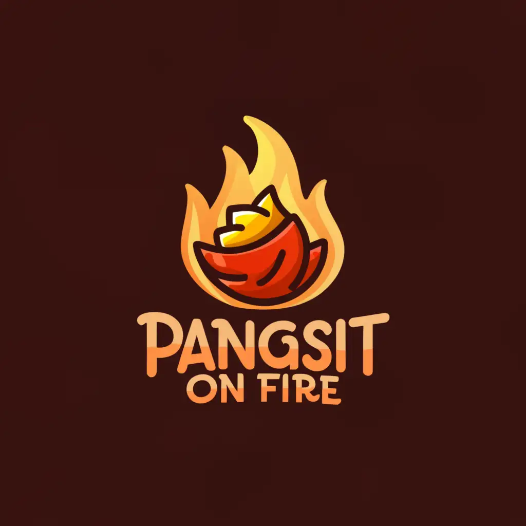 a logo design,with the text "pangsit on fire", main symbol:food,Moderate,clear background