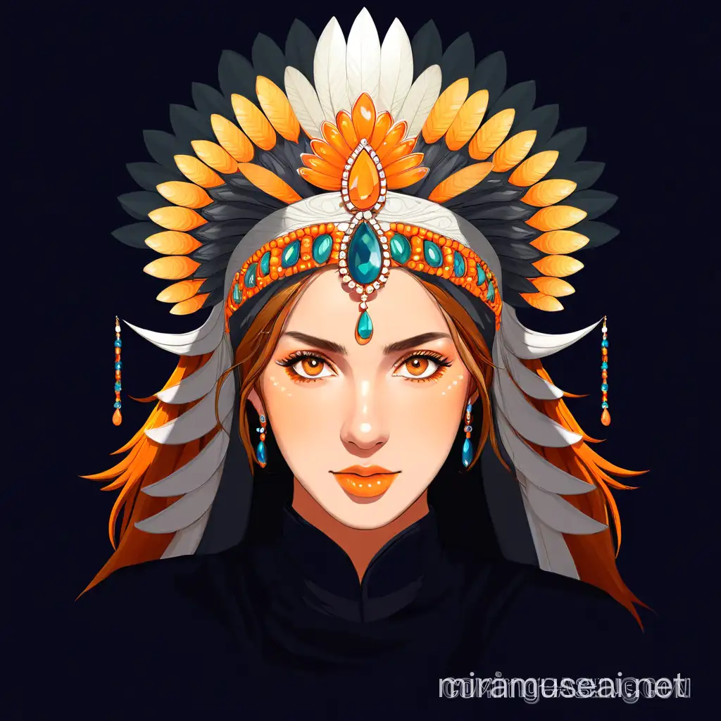 Vibrant Portrait of a Girl with Orange Headdress and Jewelry