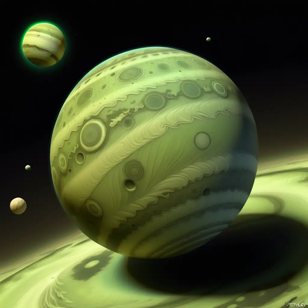 Serene Light Green Venus Planet Landscape