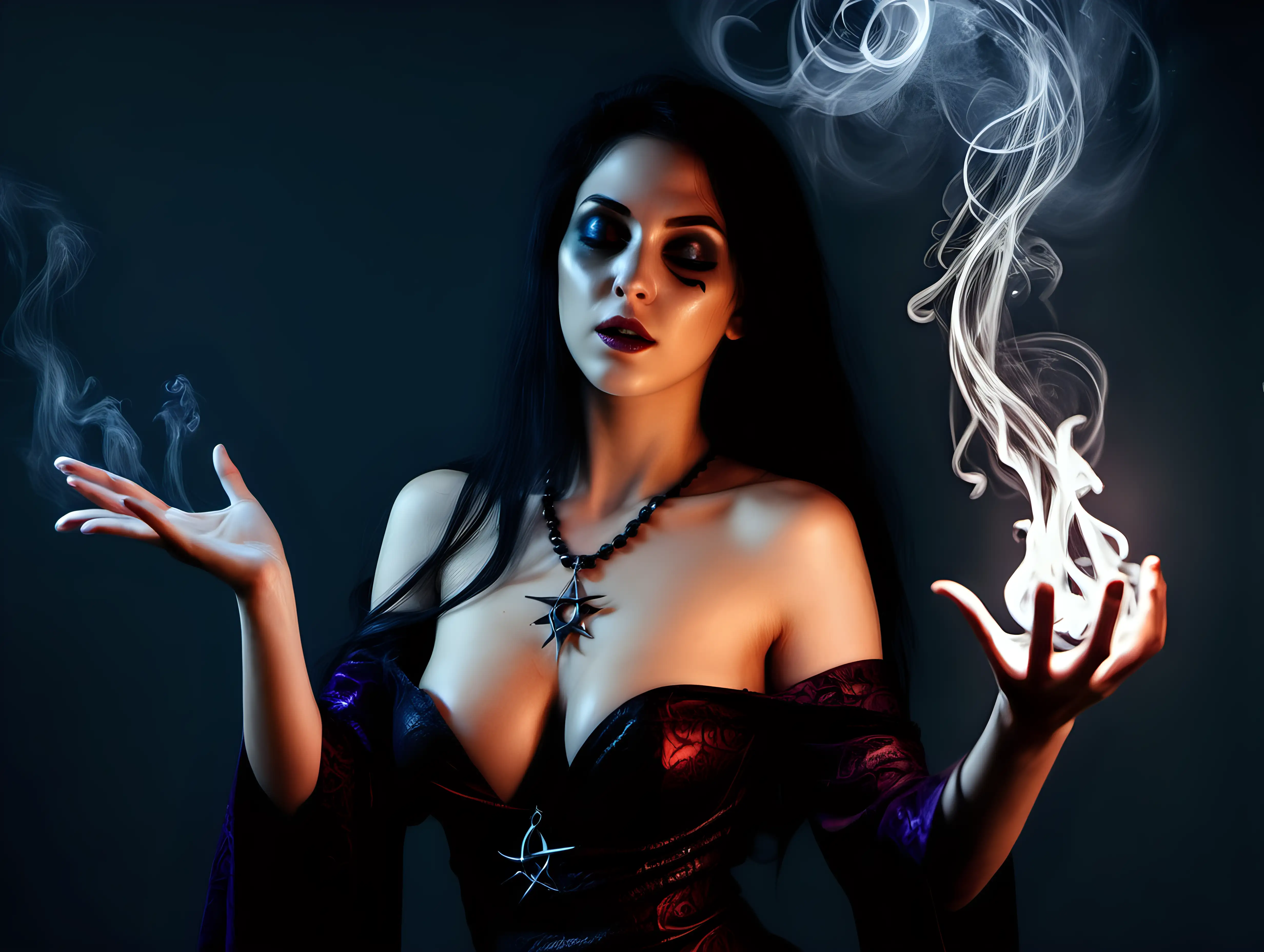 sexy woman doing spells and incantations